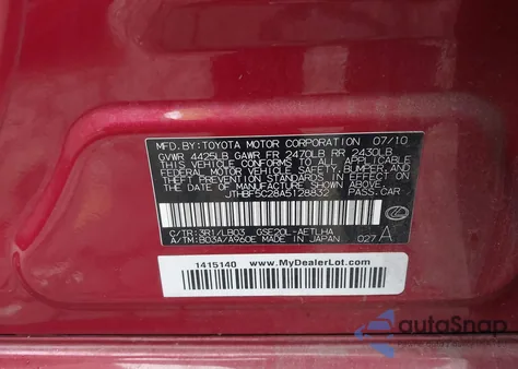 2010 Lexus Is 250 z USA, uszkodzony, nr VIN JTHBF5C28A5128832